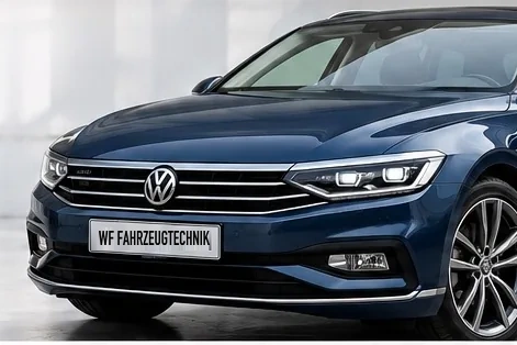 Fahrzeugfront mit Kennzeichen Witthöft Fahrzeugtechnik vor der Abfahrt